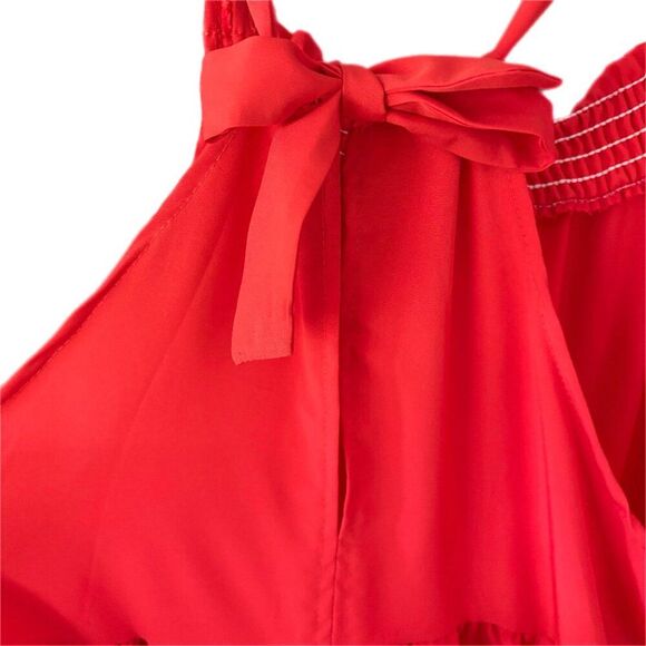 Maxi Dress Women L Orange Ruffle Boho Retro Cottagecore Hyper Feminine whimsy - Picture 8 of 9